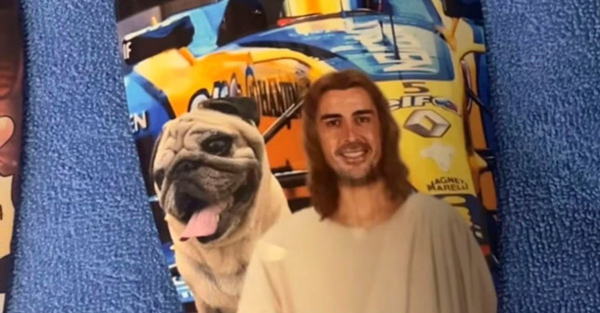 Fernando Alonso in the form of Jesus on La Liga football player shingles